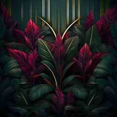 red and green ,leaf,pink,flowers,Ai generated