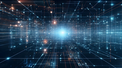 Fototapeta premium Digital binary code matrix background - 3D rendering of a scientific technology data binary code network conveying connectivity, complexity, and data flood of the modern digital age, Generative AI