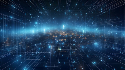 Obraz premium Digital binary code matrix background - 3D rendering of a scientific technology data binary code network conveying connectivity, complexity, and data flood of the modern digital age, Generative AI