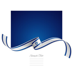 Israel flag vector. World flags and ribbons. Israeli flag ribbon on abstract color background