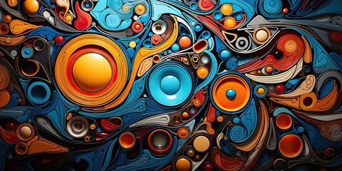 Naklejka premium AI Generated. AI Generative. Abstrcact geometric color bright paint draw ink pattern texture background ornament decoration. Graphic Art
