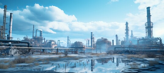 Obraz premium Power plant industry with polluted environment background. Generative AI technology.