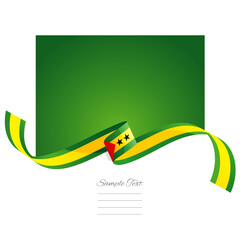 Sao Tomé and Príncipe flag vector. World flags and ribbons. Sao Tomean flag ribbon on abstract color background