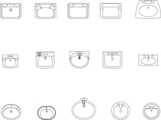 Hand washing sink detailed silhouette illustration vector sketch