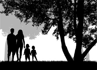 	
Family silhouettes in nature. vector work.	
