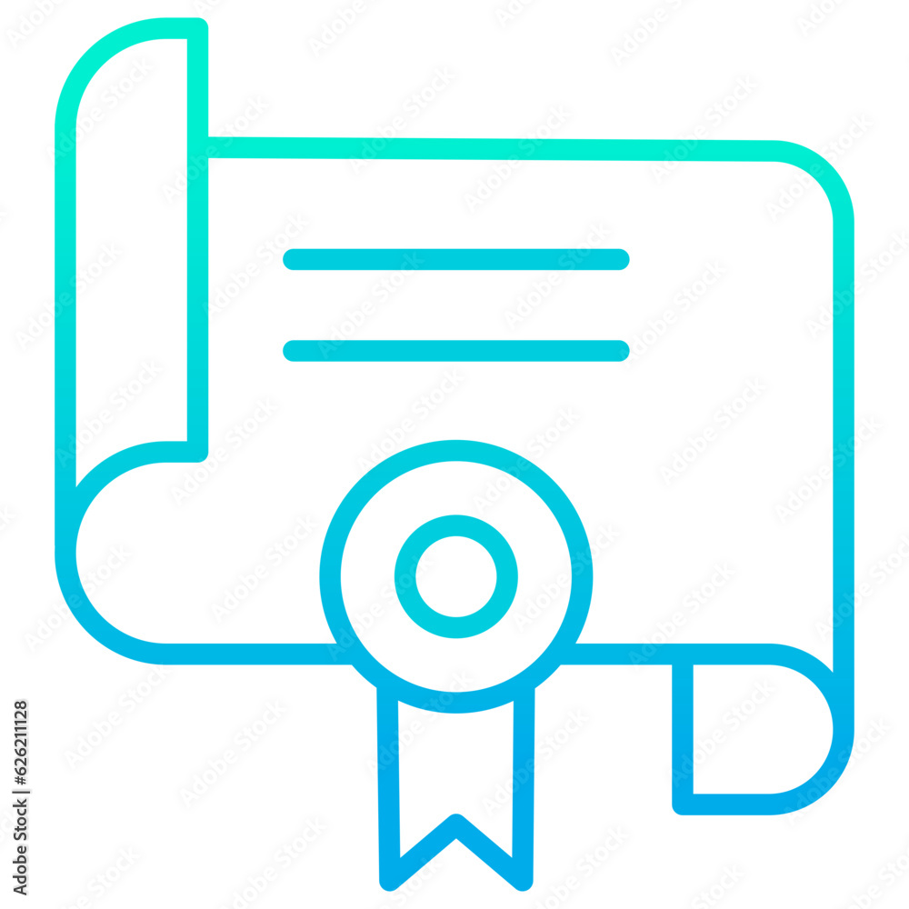 Poster outline gradient diploma certified icon