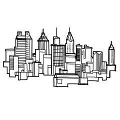 Flat roof house or commercial building in continuous line art drawing style. Modern architecture black linear sketch isolated on white background. Vector illustration	