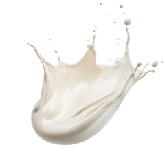Splash of milk or cream isolated on white background With clipping path. Full depth of field. Focus stacking. PNG. Generative AI