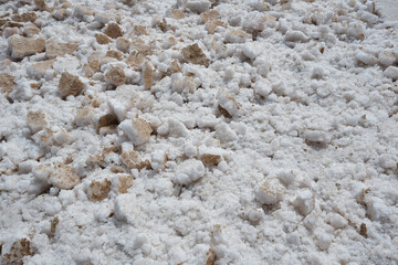 Huge pieces of naturally extracted white salt from ocean water in sal island, cape verde