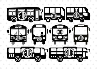 City Bus Circle Monogram, City Bus Silhouette, City Vehicles Svg, School Bus Svg, Camper Van Svg, City Bus Svg, SB00040