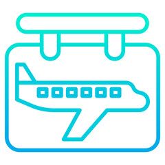 Outline gradient airport sign board icon