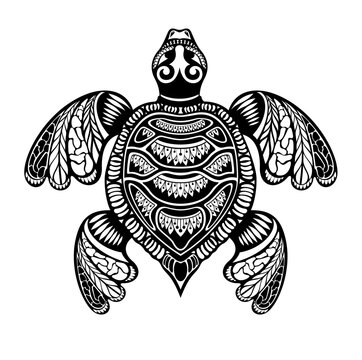 Tattoo animal illustration . Vector turtle marine. Vector illustration