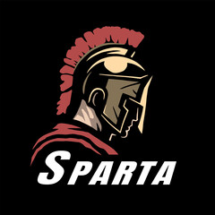 Spartan warrior logo, emblem on a dark background. Vector illustration. - 626213164