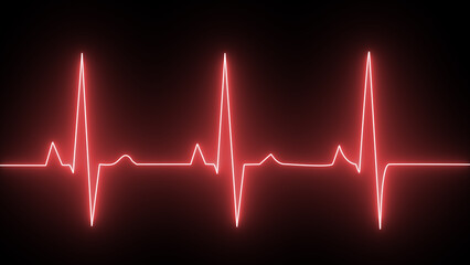 Red color heartbeat line. ECG or EKG cardio graph symbol.