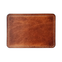 Blank brown leather label isolated on transparent background