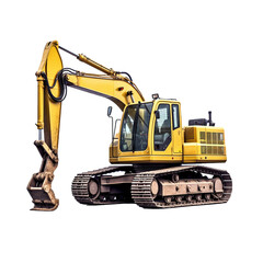 Crawler excavator isolated on transparent background