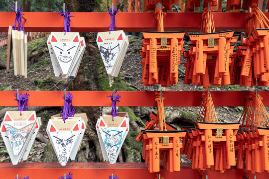 Ema Wooden Prayer tablets at Fushimi Inari Taisha Shinto Shrine in Kyoto, Japan, Asia