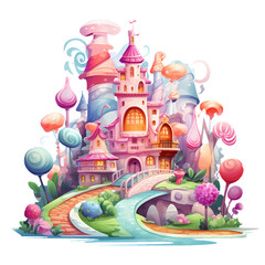 Fantasy Candy Land Watercolor Clipart