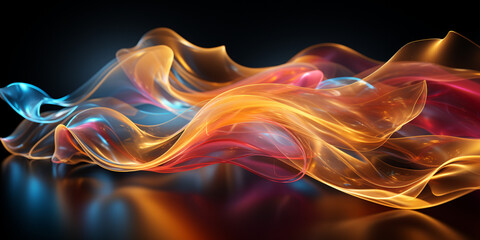 Naklejka premium abstract futuristic background with gold, pink, blue, glowing neon fluid wave, with highlights, techno sound, shape, data transmission concept, fantastic wallpaper