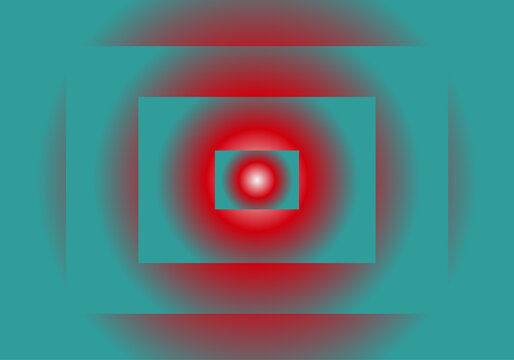 Fondo abstracto de rect&aacute;ngulos conc&eacute;ntricos en degradado azul turquesa y rojo