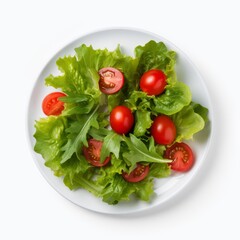 A fresh and colorful salad on a white plate