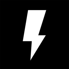 Thunder or Electric Current or Electricity or High Voltage Danger Black and White Symbol Icon. Vector Image.