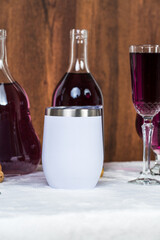 Expertly composed mockup displaying a white wine tumbler within a minimalistic drink arrangement