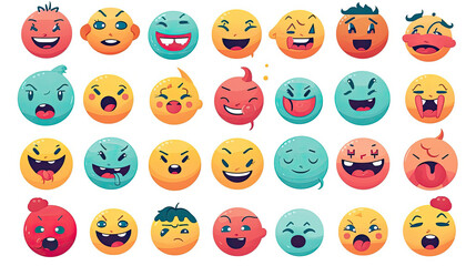 Set of emoticons. Emoji emoticons with different expressions.