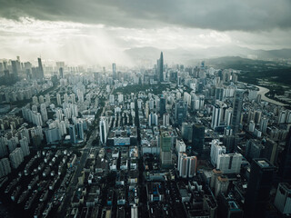 Fototapeta premium Shenzhen ,China - May 29, 2022: Aerial view of landscape in shenzhen city, China