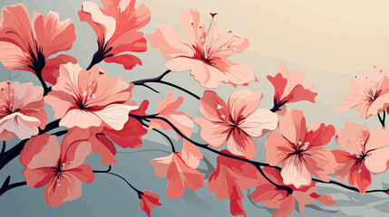 Beautiful hibiscus flowers pattern vector illustration. Pink hibiscus print. Hibiscus flower background.