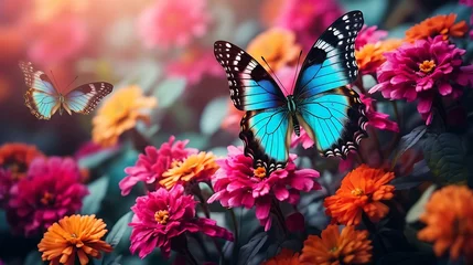 Foto op Canvas a butterfly on a flower © KWY