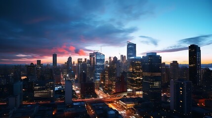 Fototapeta premium a city skyline at sunset