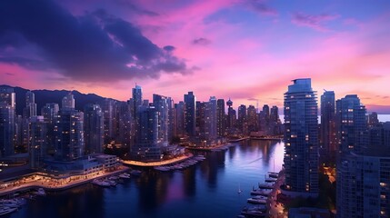 Obraz premium a city skyline at night