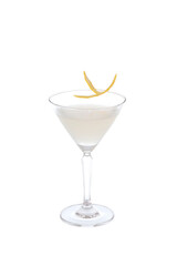 Cocktails in glasses isolated on white background.