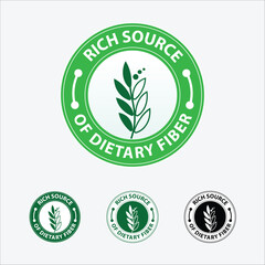 rich source of dietary fiber, Icon, Emblem, Badge, Seal, Stamp, Sticker, Label, Logo, Packaging Design, Flat Vector, Isolated illustration, latest design.
