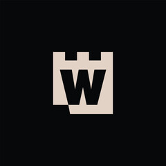 W Letter Castle Fortress Logo Vector Icon Illustration