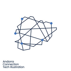 Andorra Connection Tech Technology Geometric Polygonal Logo Vector Icon Illustration