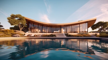Fototapeta na wymiar Luxury home with swimming pool . Generative AI