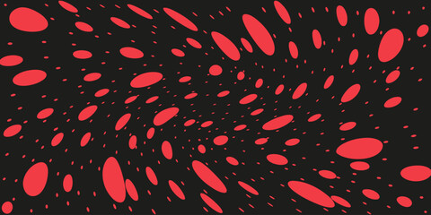 Trendy modern Avant-garde background. Simple distorted red Circles. Wallpaper with naive liquid trippy round. Vector illustration.