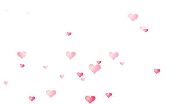 shinning hearts effect background and 2d animation, red hearts