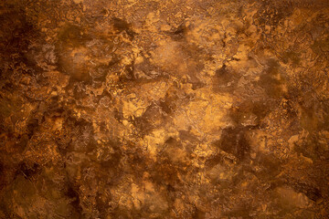 Brown background from decorative plaster with abstract spots. Unusual beige wall texture with beautiful patterns, creative surface background. Front covering for facing of buildings.