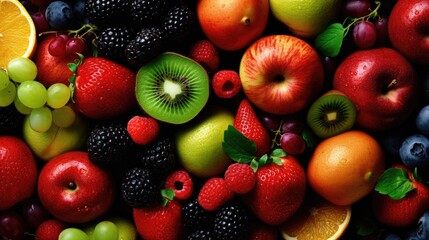 Naklejka na ściany i meble Fresh mixed fruits background