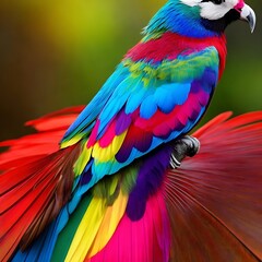 Obraz premium A Beautiful bird colorful feather cute wing green blue yellow nature colors generative ai tools 