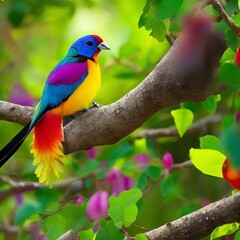 A Beautiful bird colorful feather cute wing green blue yellow nature colors generative ai tools 