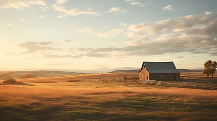 a barn in a field - obrazy, fototapety, plakaty