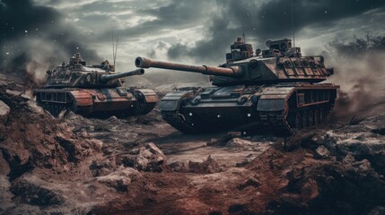 Two tanks representing war and destruction 