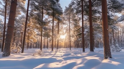 Forest Covered by Snow in Winter