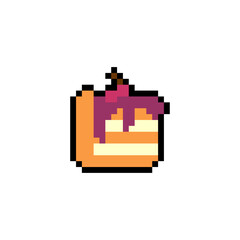 Piece of cake pixel art icon isolated. 8 bit food sign. pixelated Symbol for mobile application
