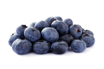 Pile of blueberries isolated on a white background, close-up. Heap of fresh blueberries isolated on white background, close-up. Fresh blueberries on a white background. Many of blueberries.