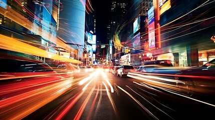 Obraz premium a busy street at night